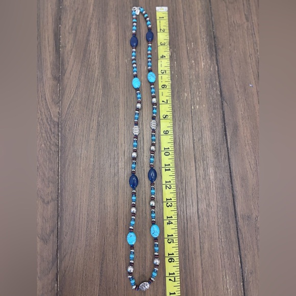 Chaps Turquoise and Silver Beaded Necklace - Picture 6 of 6